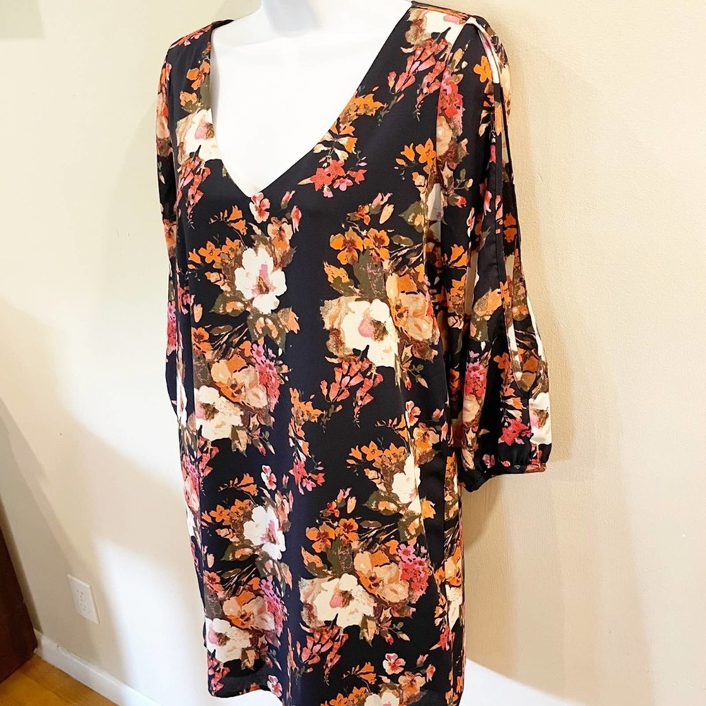 Lulus Shifting Dears Navy Floral Print Dress S - Picture 5 of 14